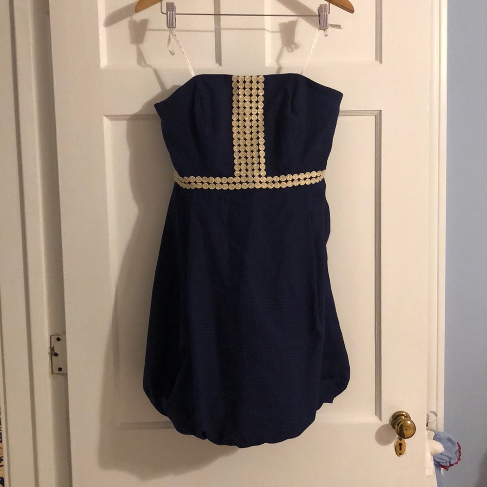 Size 8 Strapless navy/gold Lilly Pulitzer dress